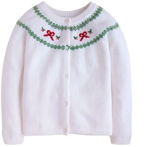 Little English NWOT never worn girls Christmas sweater cardigan Fair Isle Bow